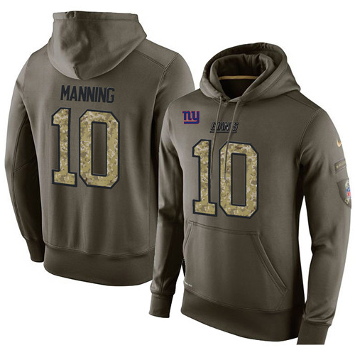 NFL Nike New York Giants #10 Eli Manning Green Salute To Service Men's Pullover Hoodie